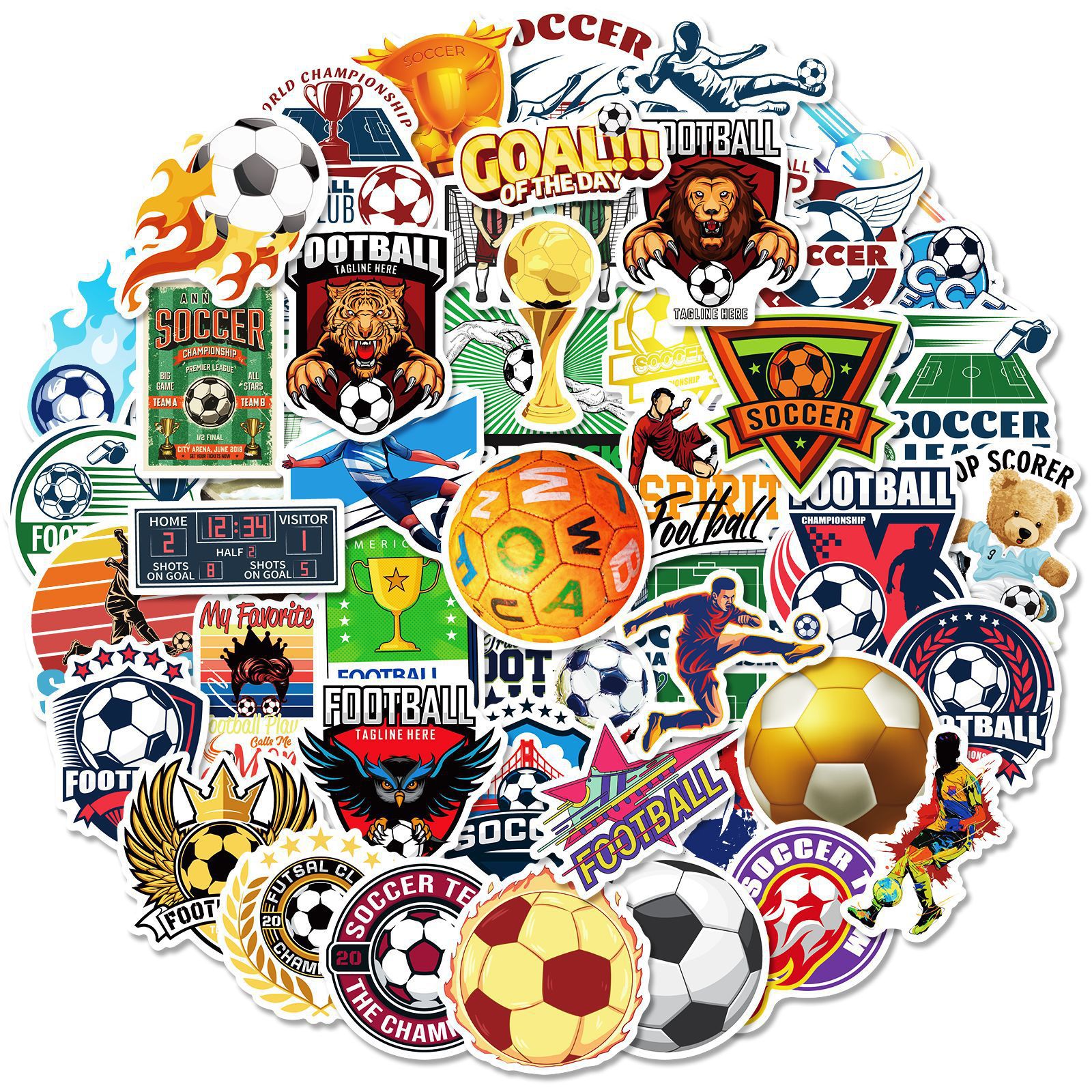 Pacote De Adesivos World Cup Football Anime Waterp 50 Unidades