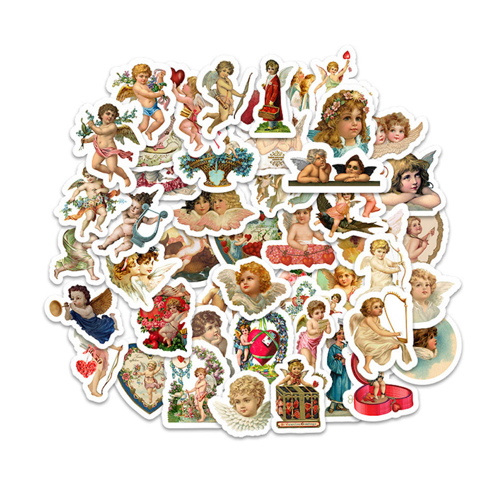 Pacote De Adesivos Cupid Little Angel Anime, 50 Peças De Carrinho Decorativo
