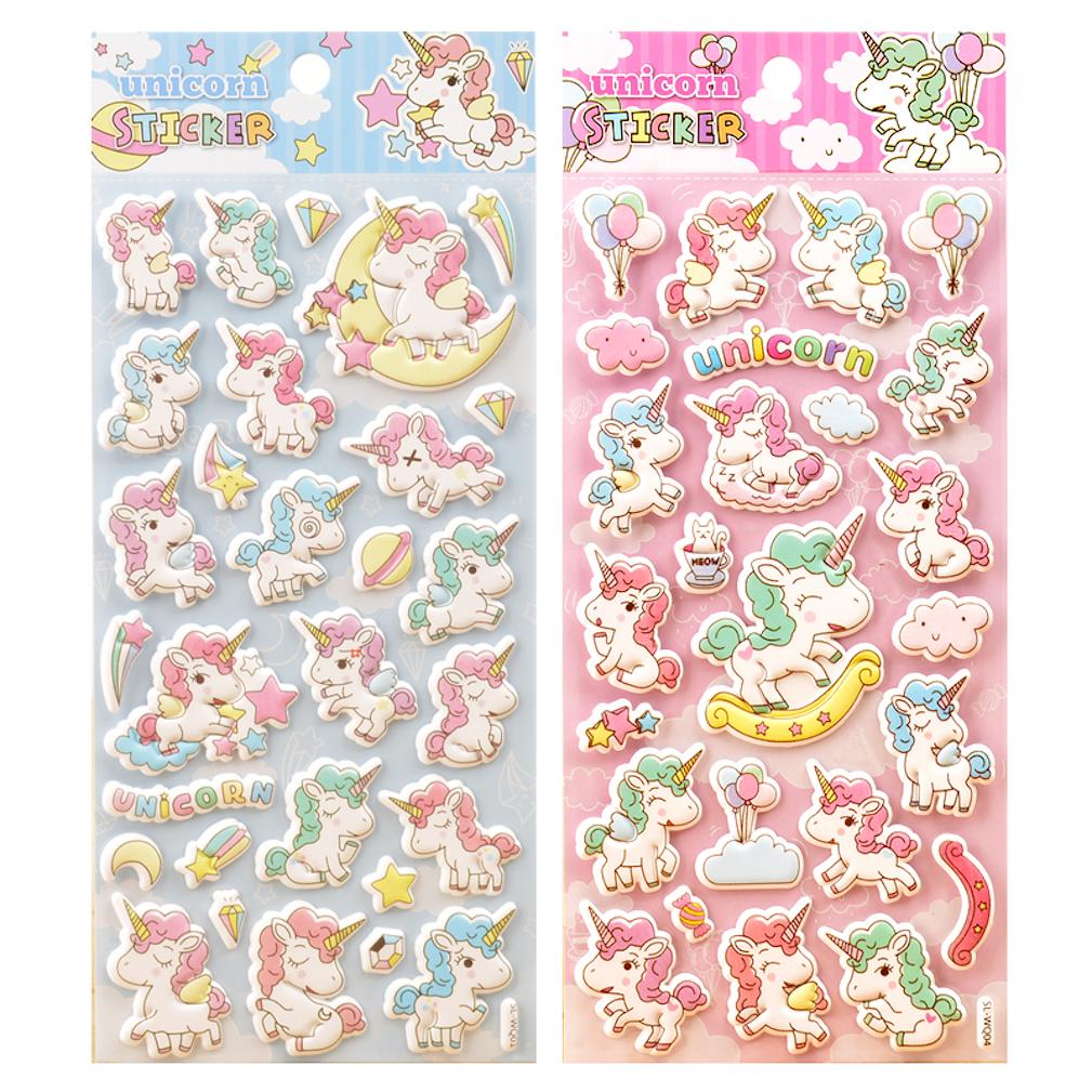 Conjunto De Adesivos Unicorn Puffy Pvc, Decoração Fofa Para Bebês