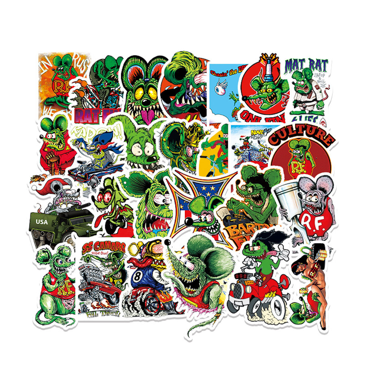 Adesivos Tales Rat Fink Anime 50 Unidades De Pvc Impermeável