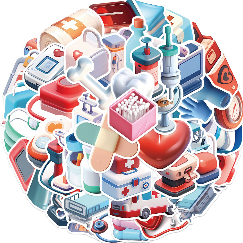 Pacote De Adesivos 3d Medical Equipment Anime Waterproof (50 Unidades)