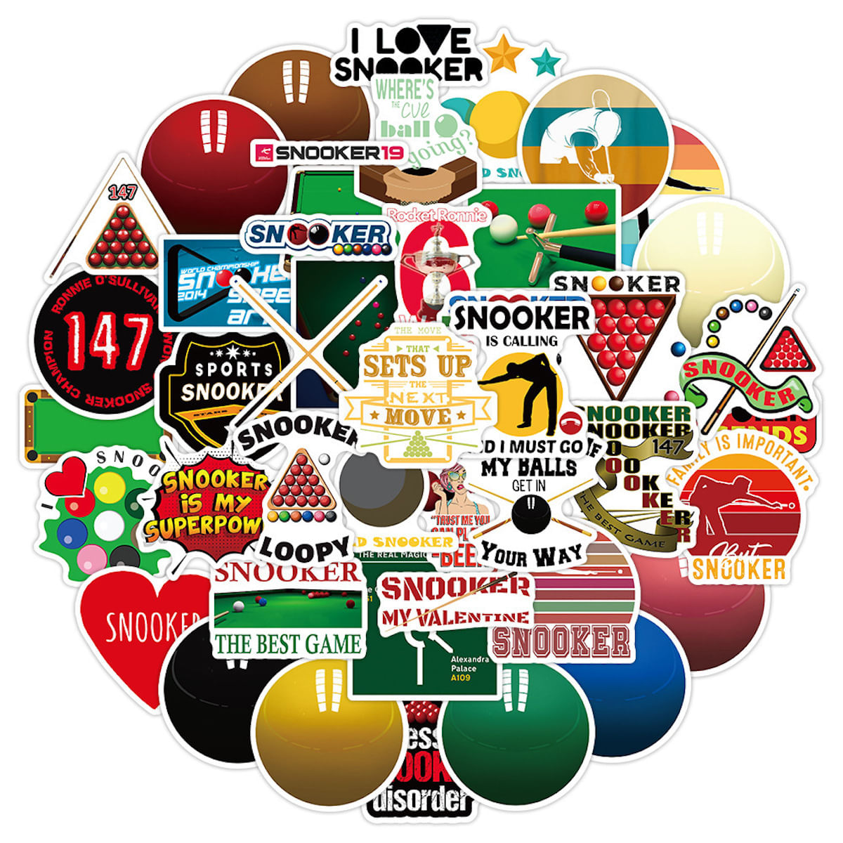 Adesivos Snookers Sports Anime 50 Peças De Pvc Impermeável