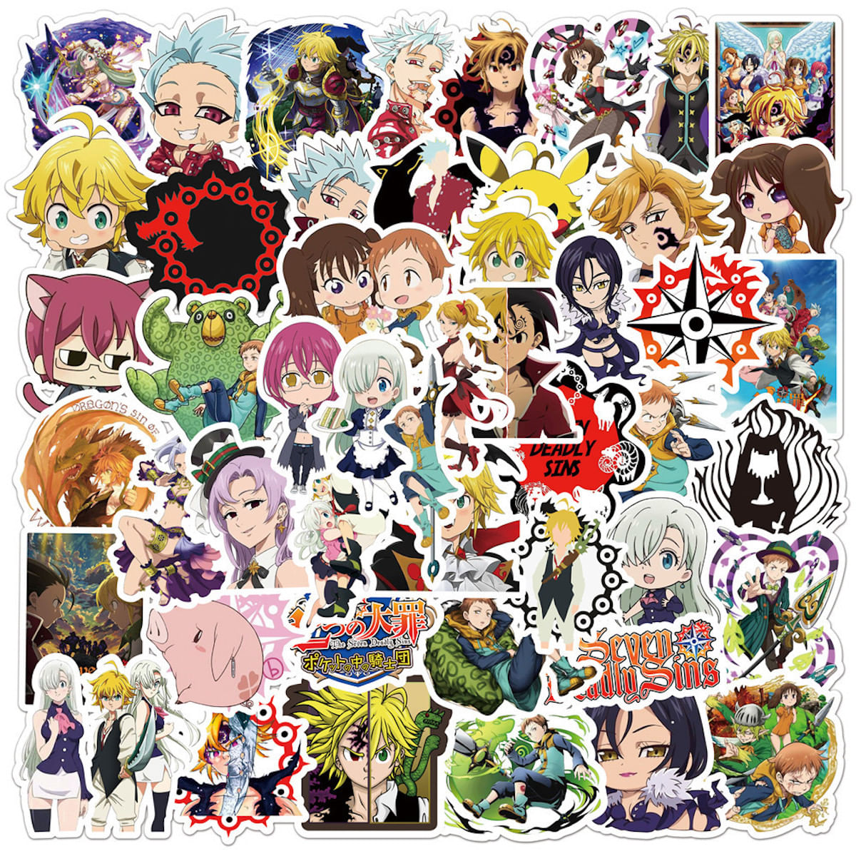 Adesivos Sevens Deadly Sins Anime 50 Unidades De Pvc Impermeável