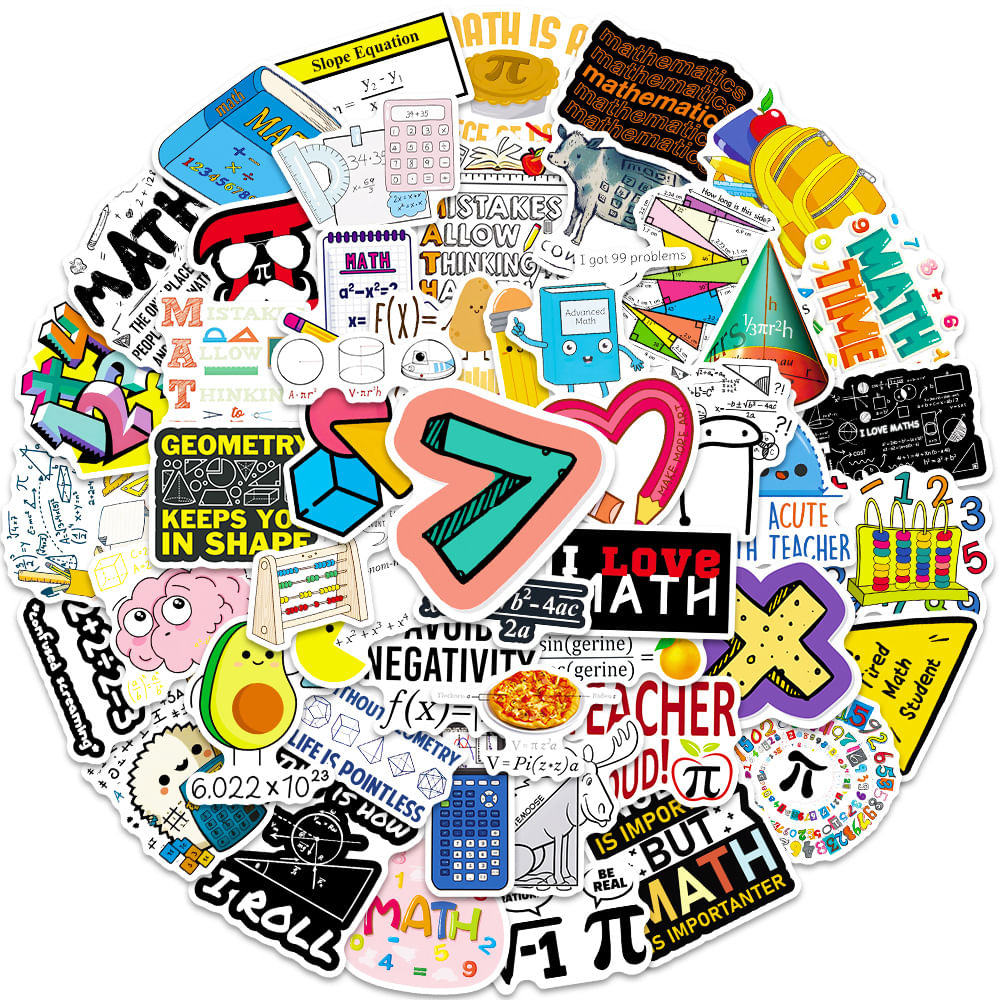 Pacote De Adesivos Math Letter Symbol Anime Waterproof Vinyl X50