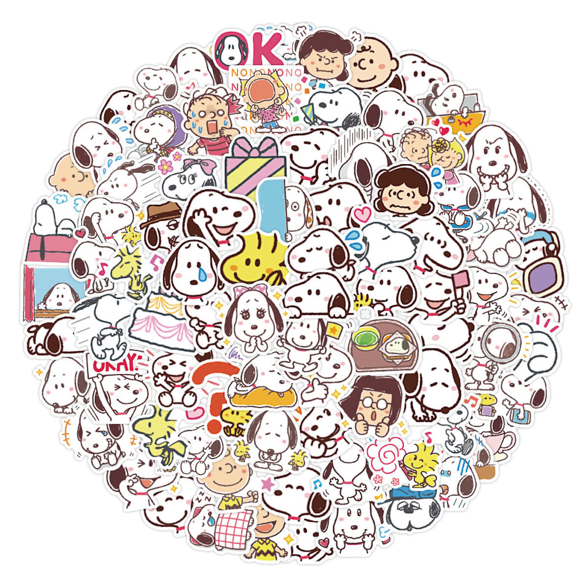 Adesivos Snoopy Anime Cartoon 60 Peças De Pvc Impermeável