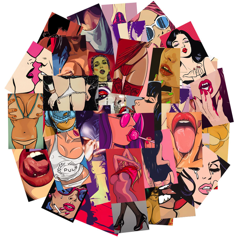 Pacote De Adesivos: Body Parts, Anime, Vinil Impermeável, 50 Unidades