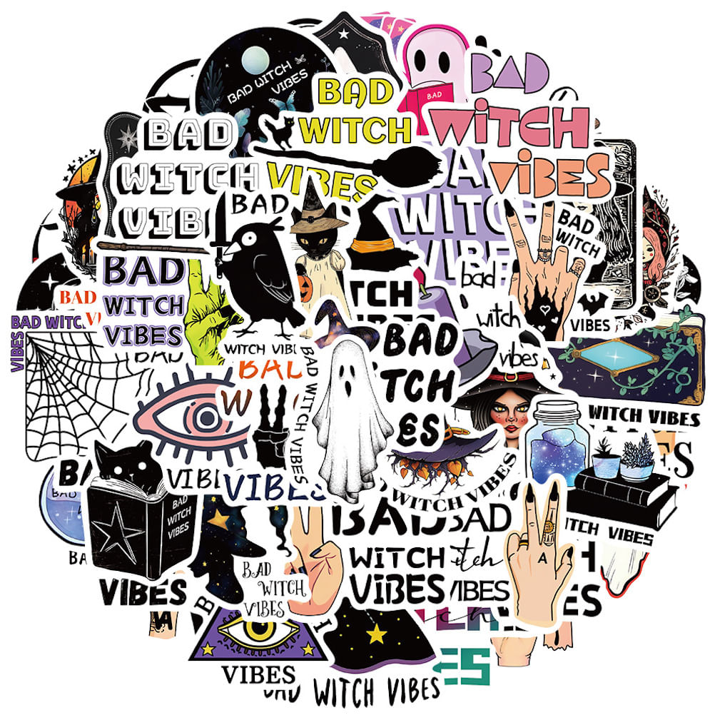 Pacote De Adesivos Bad Witch Vibes Anime 50 Unidades 4-7 Cm