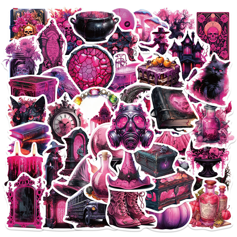 Adesivos 50 Unidades/lote Purples Styles Witchs Cats Books Waterpro