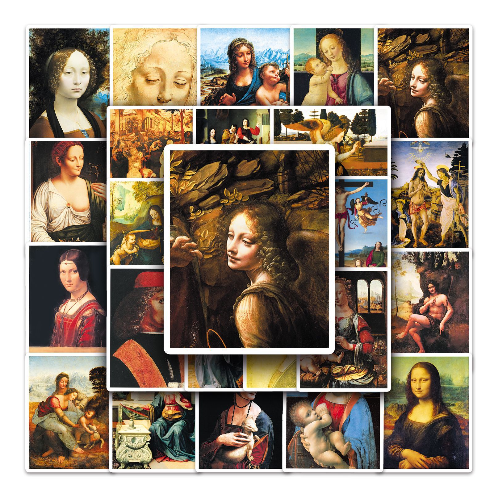 Adesivos Leonardos Oils Paintings Em Vinil Impermeável 50 Unidades