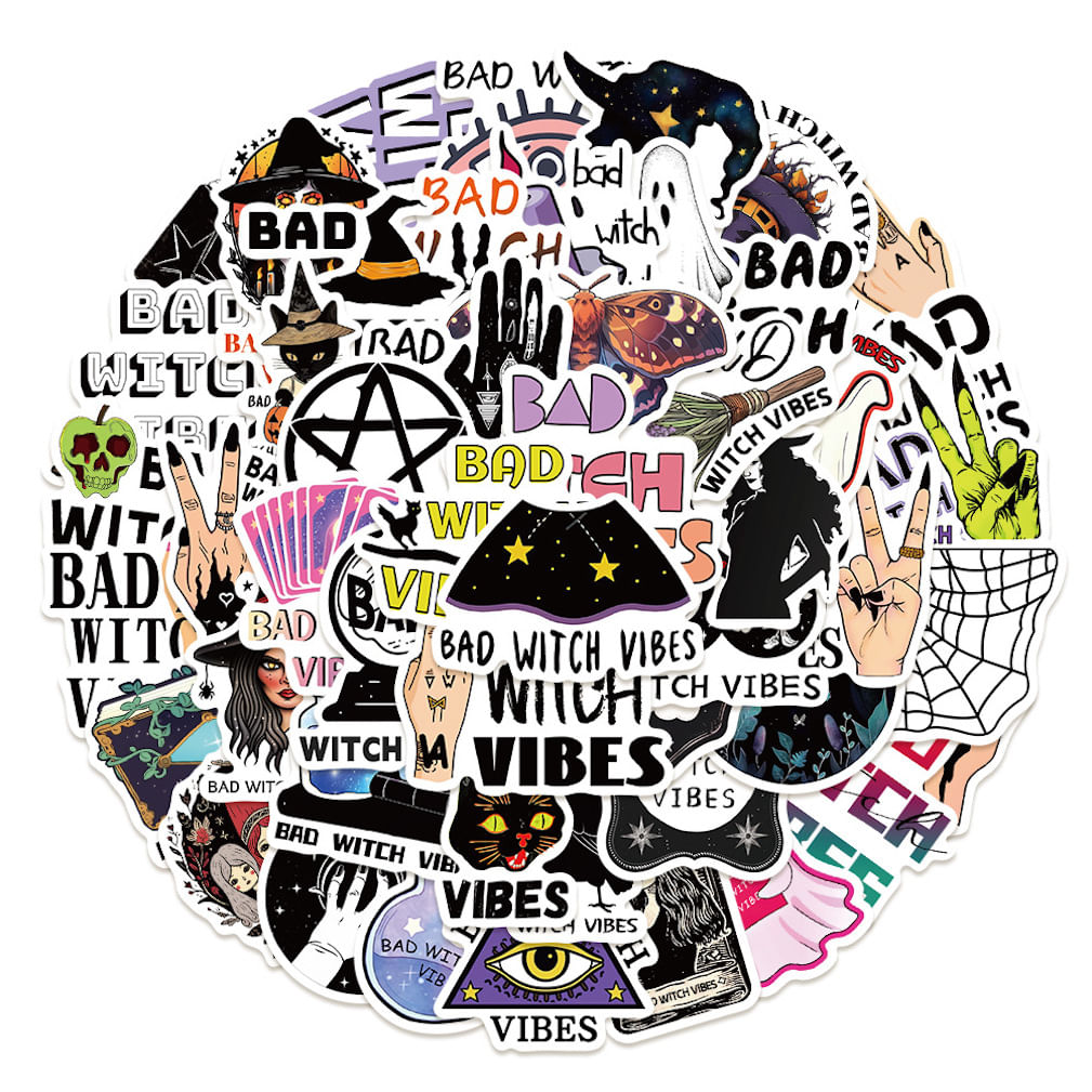 Pacote De Adesivos Bads Witchs Vibes Anime 50 Unidades, Cartão De 3 A 8 Cm