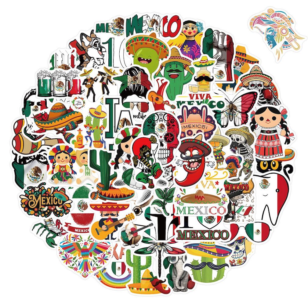 Pacote De Adesivos De Anime Em Estilo Mexicano, 100 Unidades De 4-7 Cm