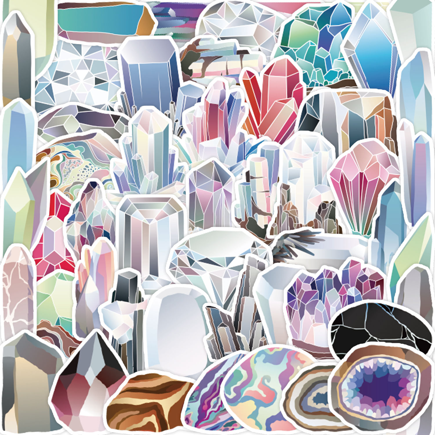 Adesivos De Grafite Impermeáveis Stickers Gem, 50 Unidades Para Laptops