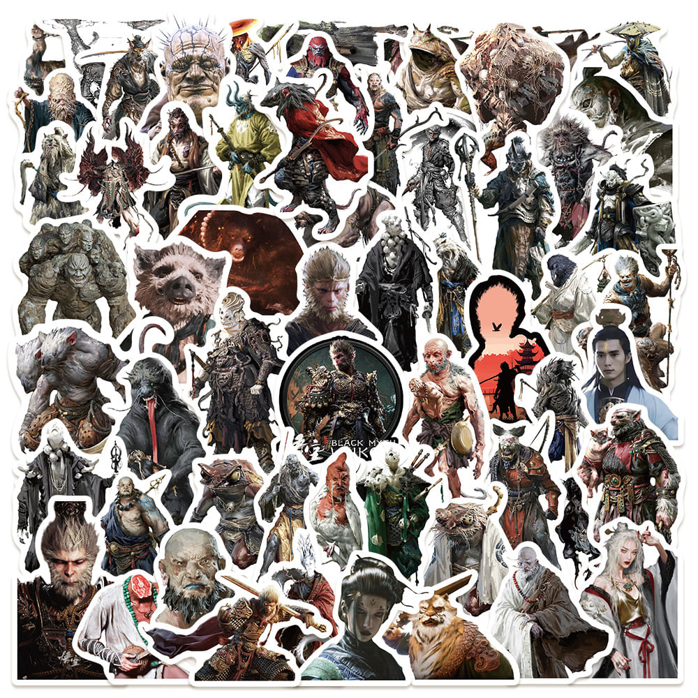 Adesivos Blacks Myths Wukongs, Vinil Impermeável, Anime, 57 Unidades