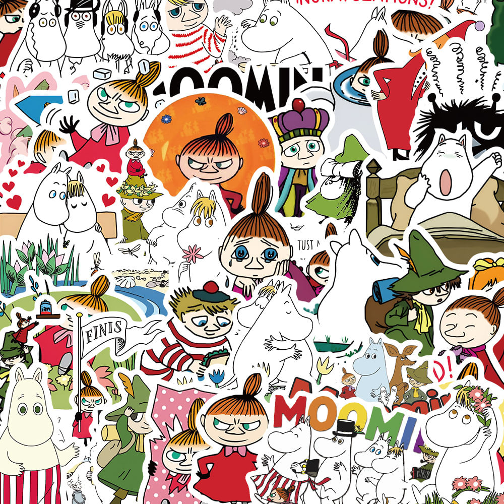 Adesivos Moomins Valleys, Vinil Impermeável, Anime, 50 Unidades/lote