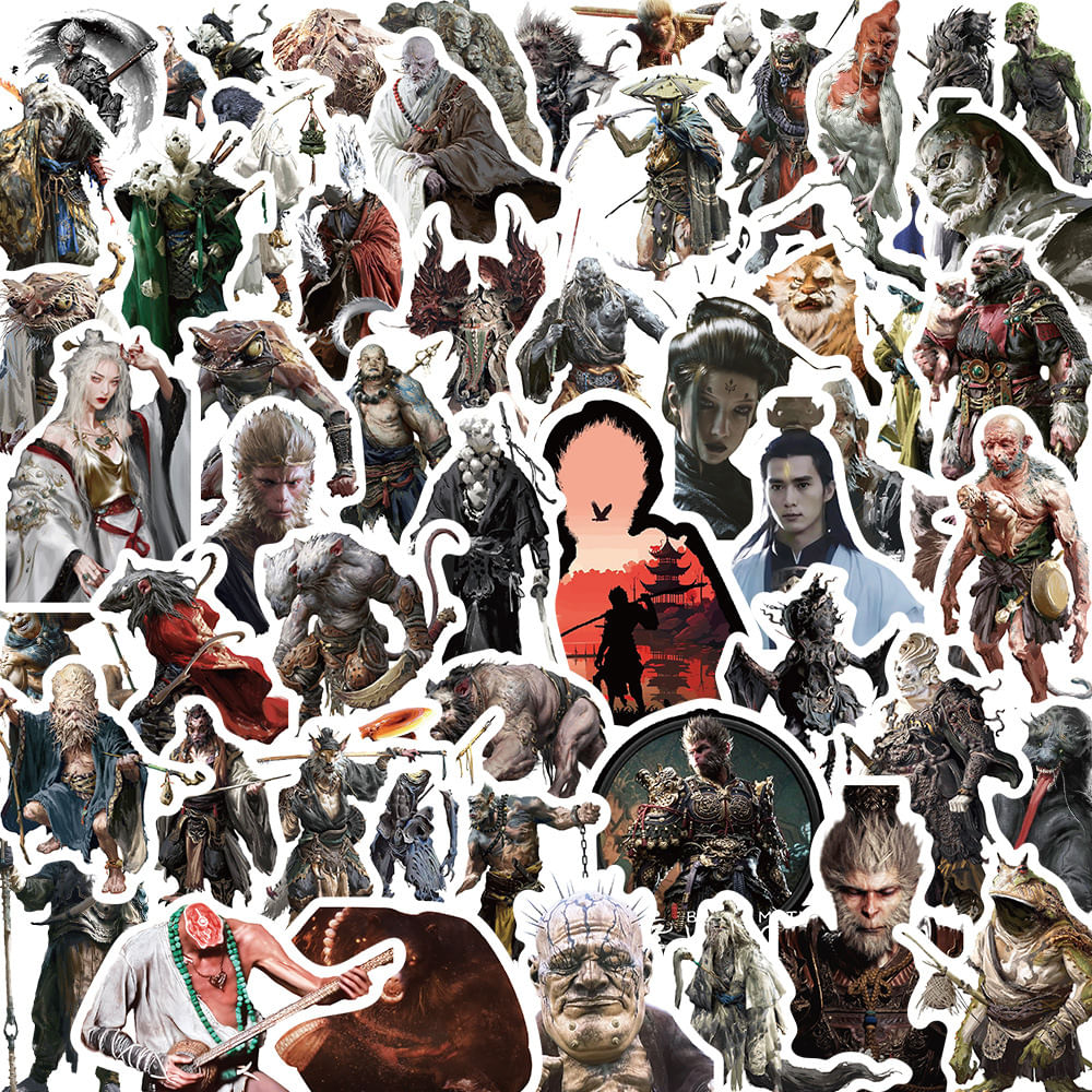 Adesivos Blacks Myths Wukongs, Vinil Impermeável, Anime, 57 Unidades