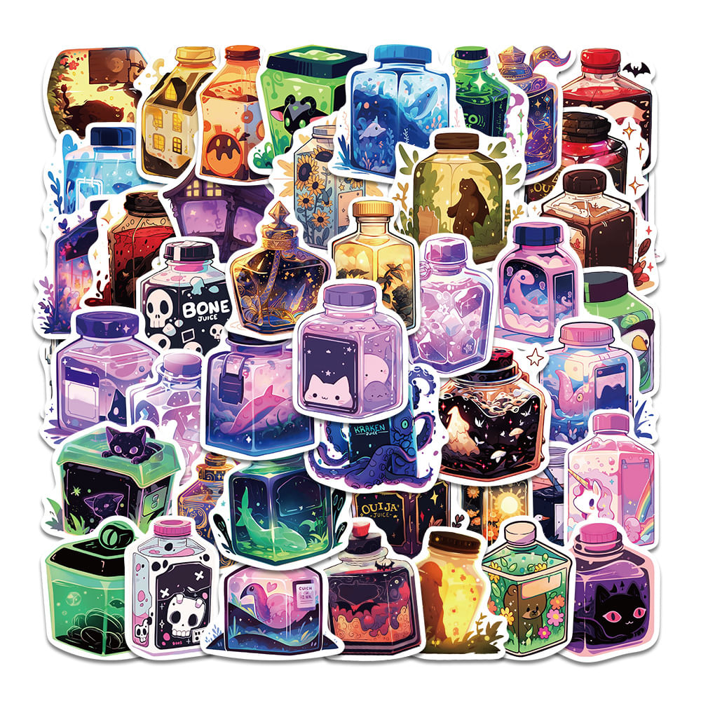 Adesivos Magics Juices Bottles De Vinil Impermeável 50 Unidades/lote