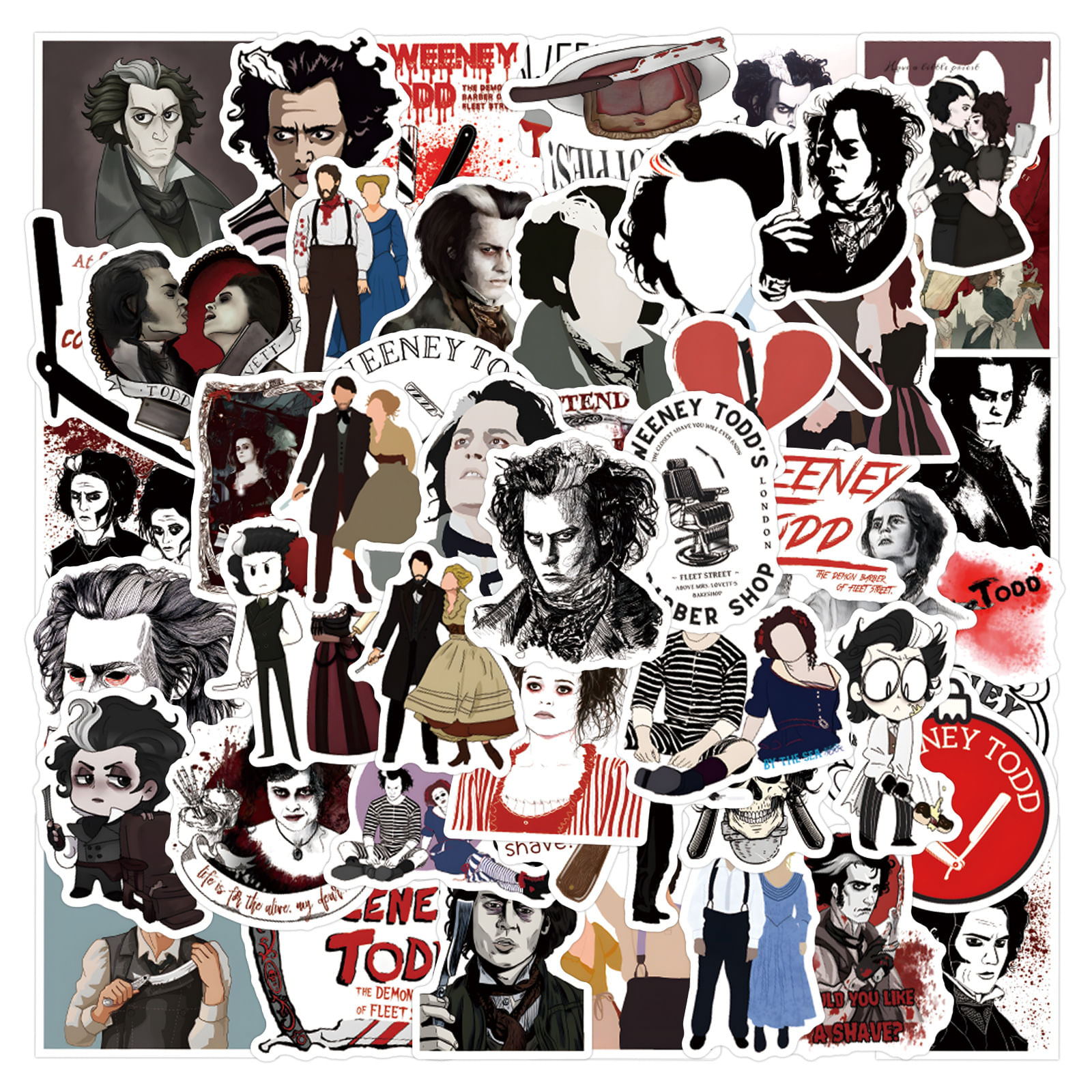 Adesivos Sweeneys Todds Anime À Prova D'água, 55 Unidades/lote, 5-7 Cm