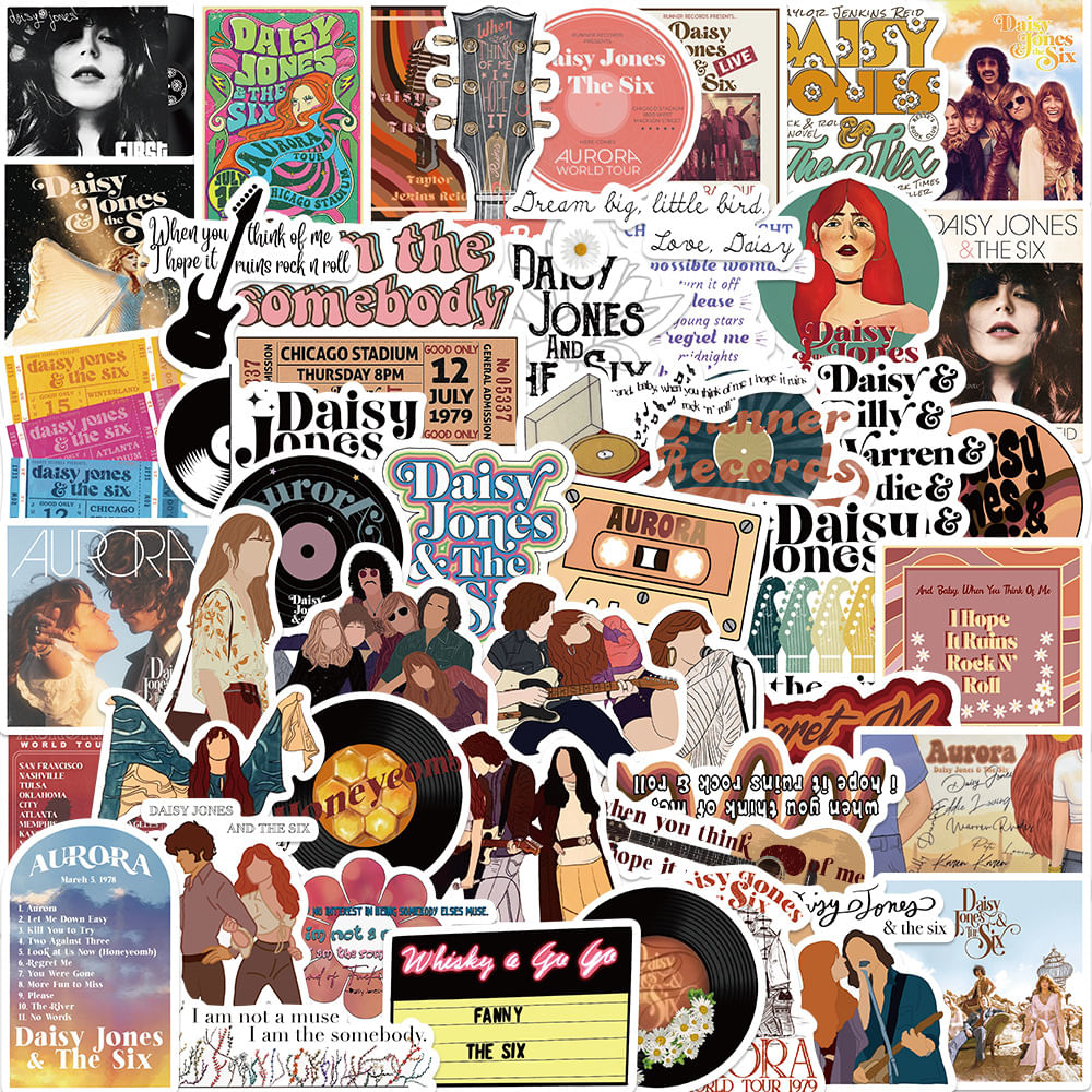 Adesivos De Vinil Impermeável Daisys Jones Sixs, Anime, 50 Unidades