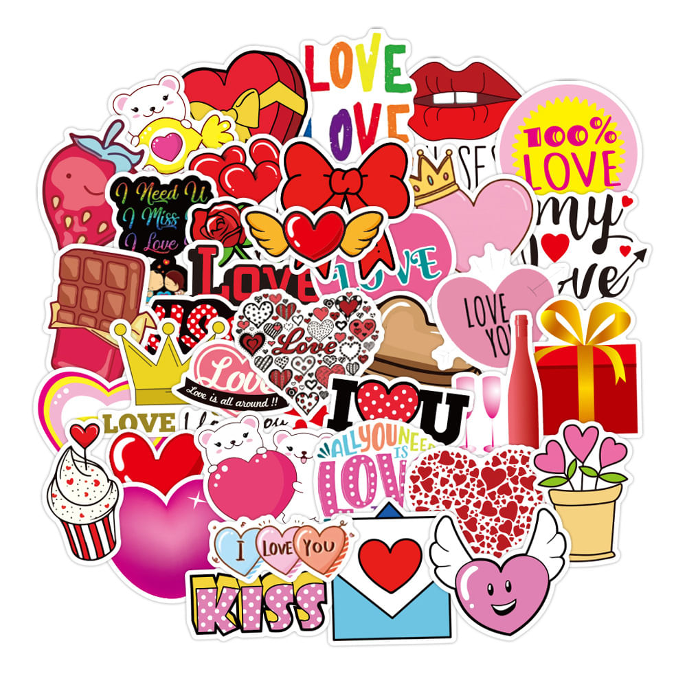 Pacote De Adesivos Valentine's Day Confession Love Anime 50 Unidades