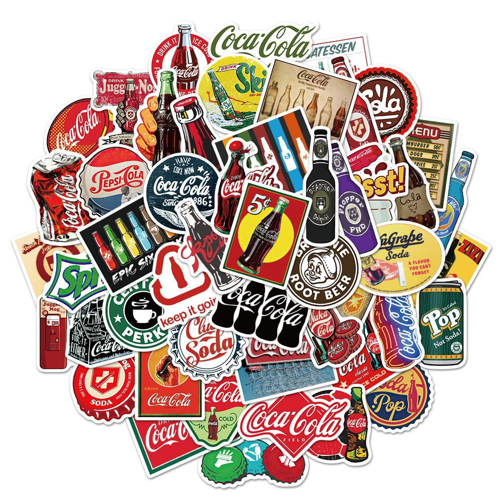 Adesivos, Garrafas De Bebidas Colas, Vinil Impermeável, 50 Unidades