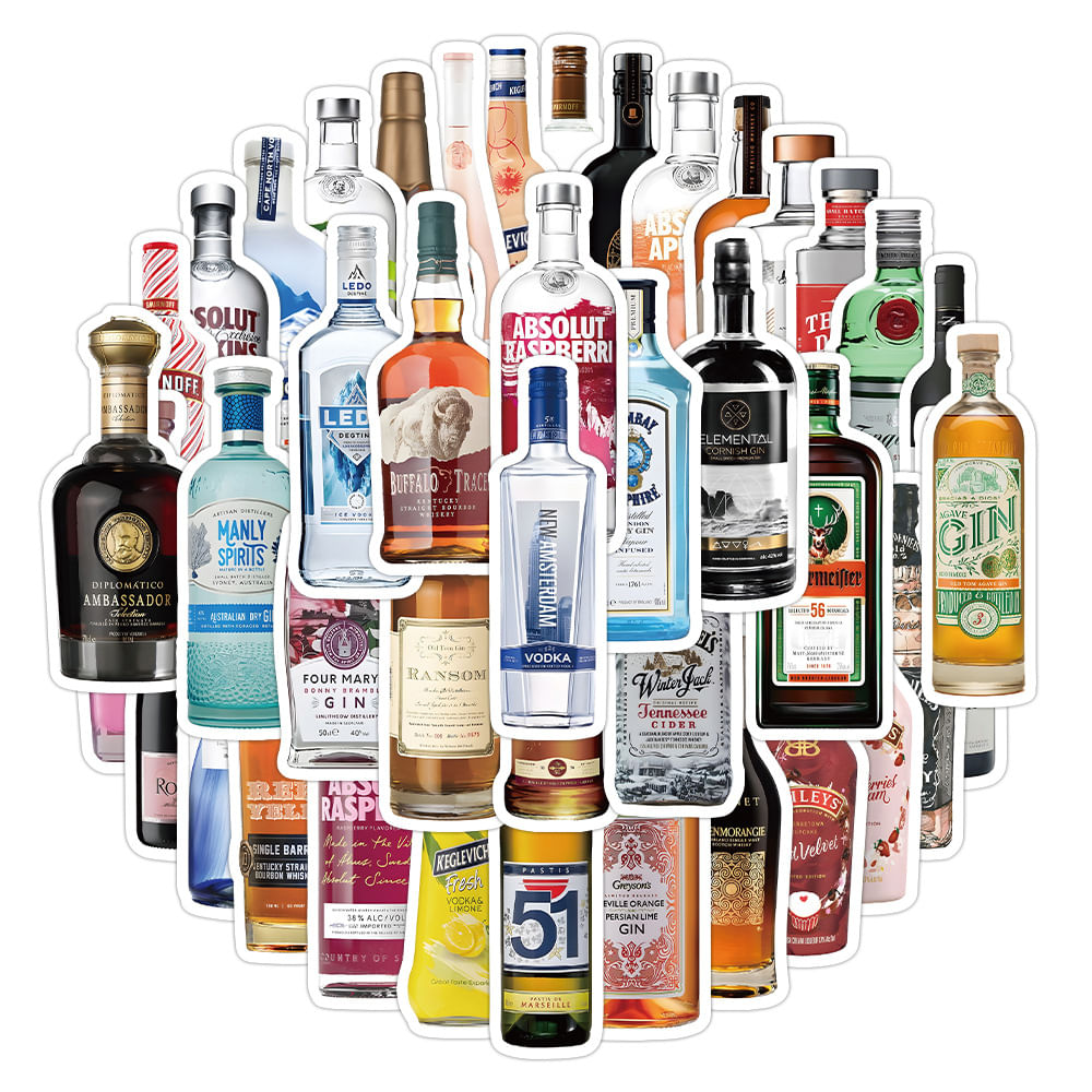Pacote De Adesivos: Coquetéis, Vinho E Vodcas, 63 Unidades De Anime À Prova D'água