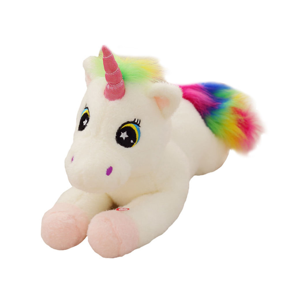Boneca De Brinquedo De Pelúcia Luminous Unicorn White Horse 40cm