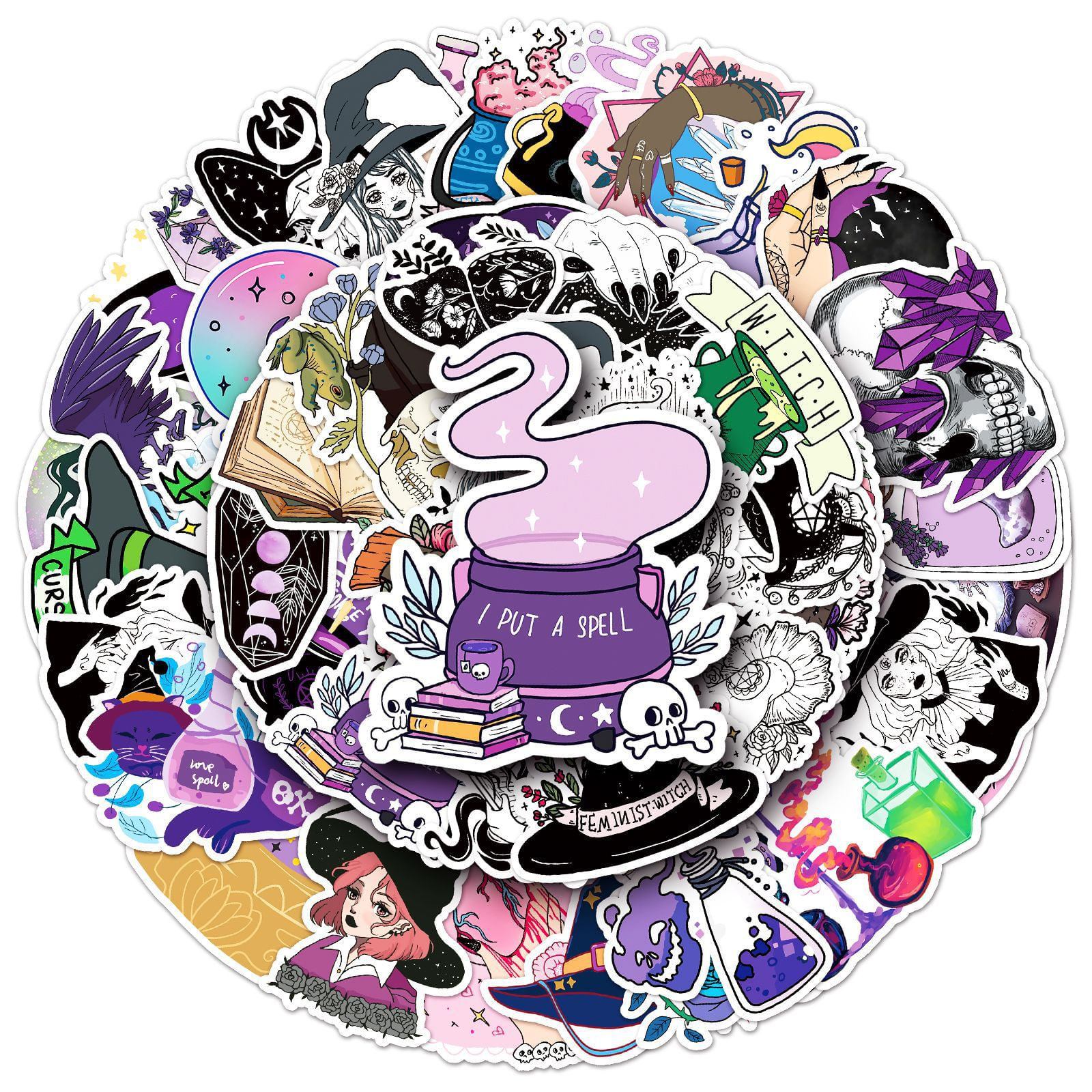Pacote De Adesivos Witch Anime, Vinil Impermeável, 50 Unidades De 4-7 Cm