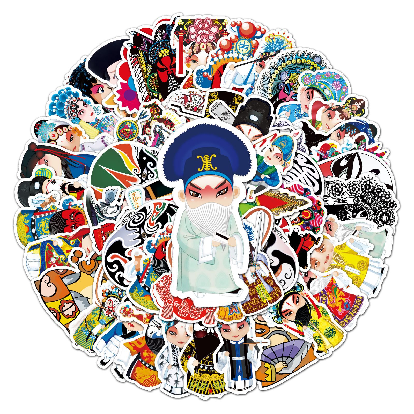 Pacote De Adesivos Peking Opera Anime, Vinil Impermeável, 50 Unidades