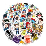 Pacote De Adesivos Com Caracteres De Ópera Chinesa, 50 Unidades Com Maquiagem Facial