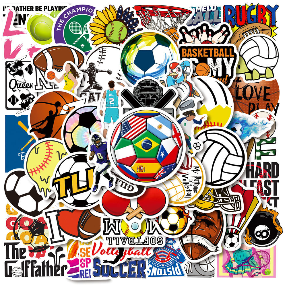 Pacote De Adesivos: 50 Unidades/lote, Bolas Esportivas, Vôlei, Bolas De Basquete