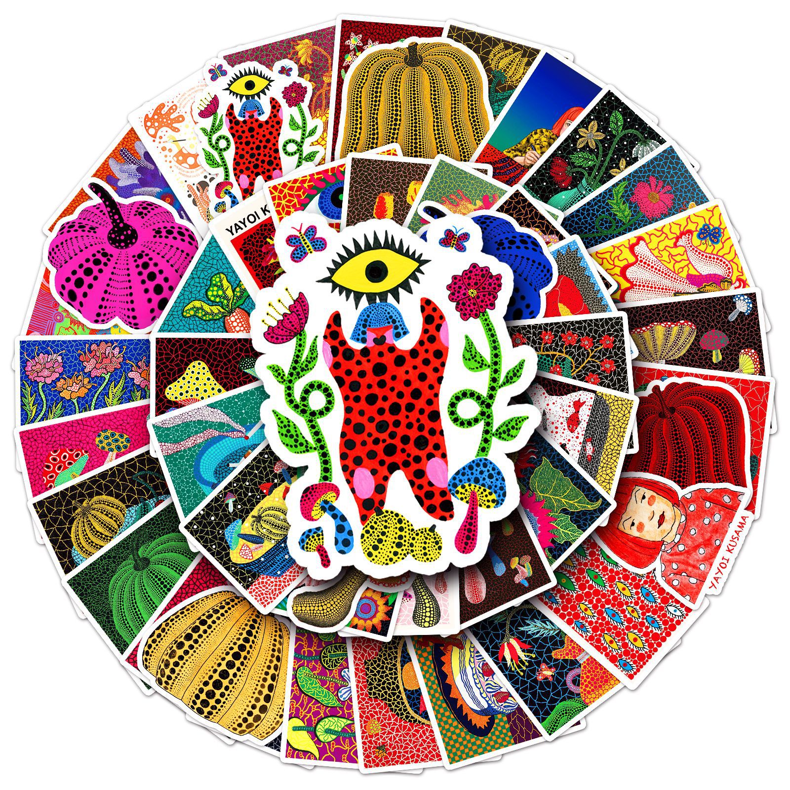 Adesivos Yayois Kusamas Paintings Em Vinil Impermeável 50 Unidades