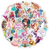 Pacote De Adesivos Fairys Tales Princess Anime Waterproof (50 Unidades)
