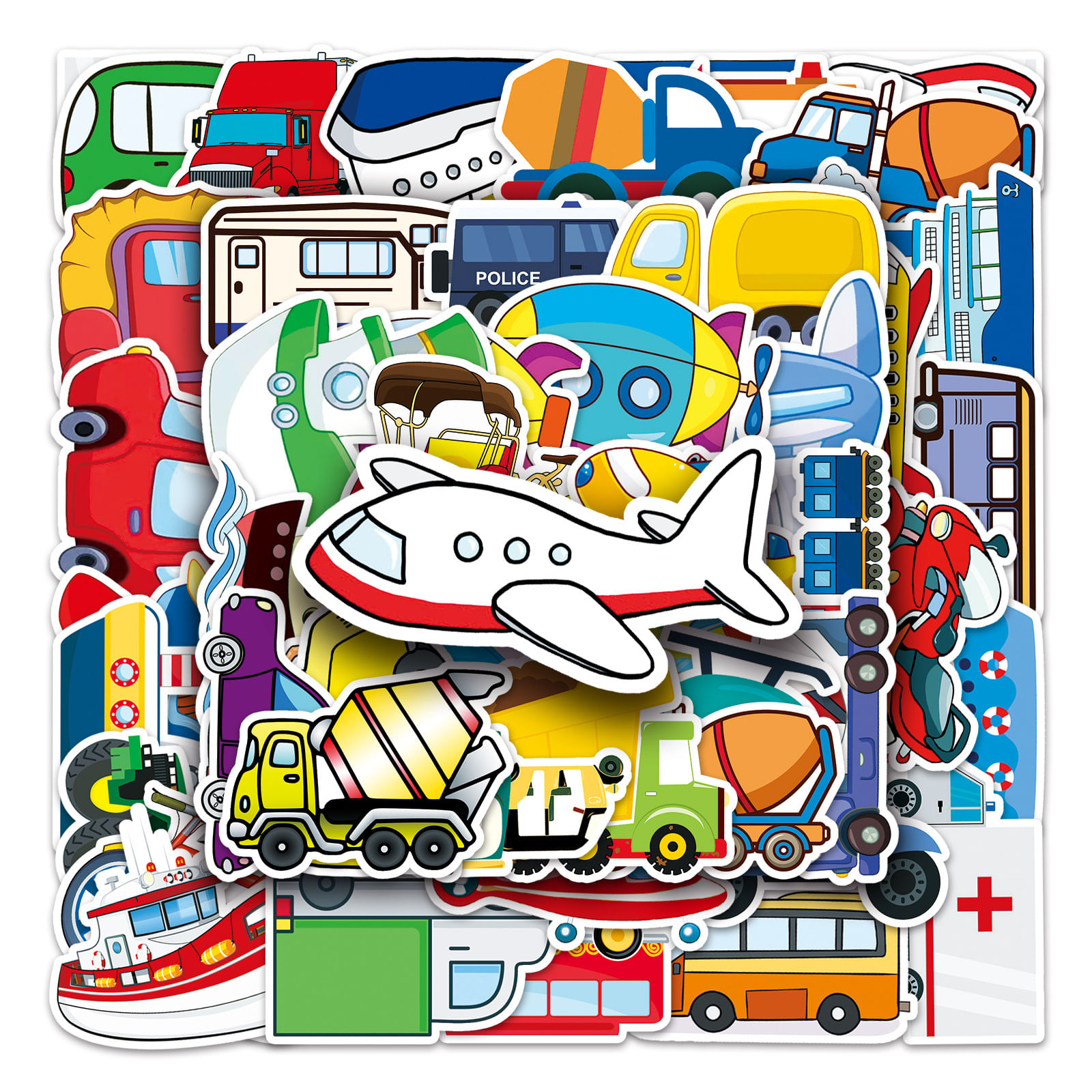 Lote De Adesivos: 50 Peças, Aviões De Transporte, Navios, À Prova D'água