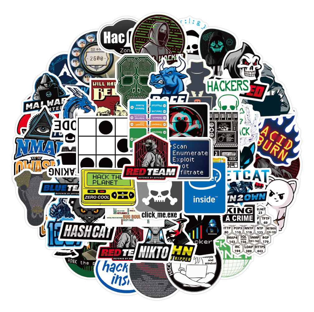 Pacote De Adesivos Hacker Anime, Vinil Impermeável, 50 Unidades