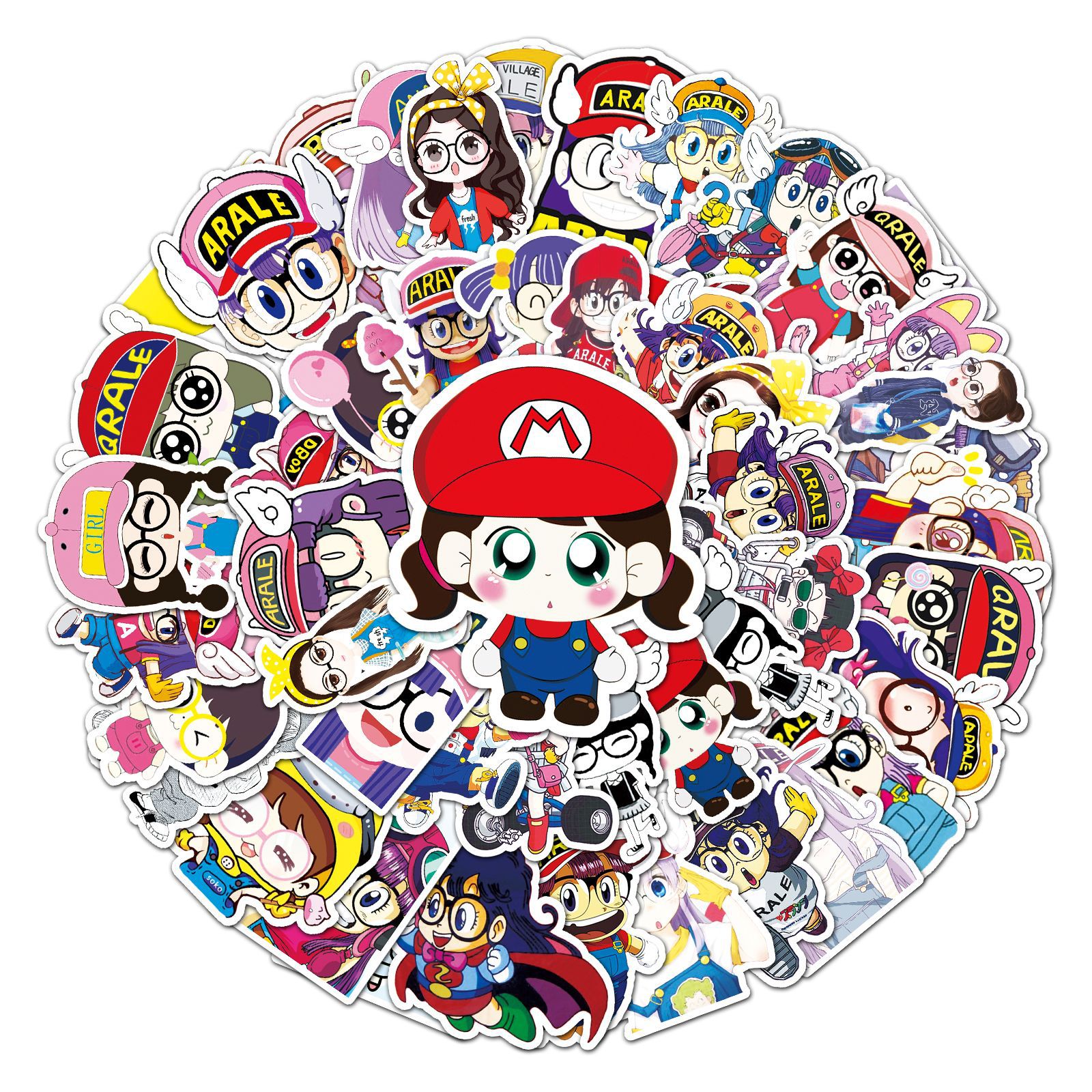 Pacote De Adesivos Slumps Arale Anime Waterproof Vinyl 50 Unidades