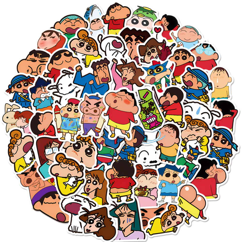 Pacote De Adesivos Crayons Shins Chans Anime Pvc Impermeável 50 Unidades