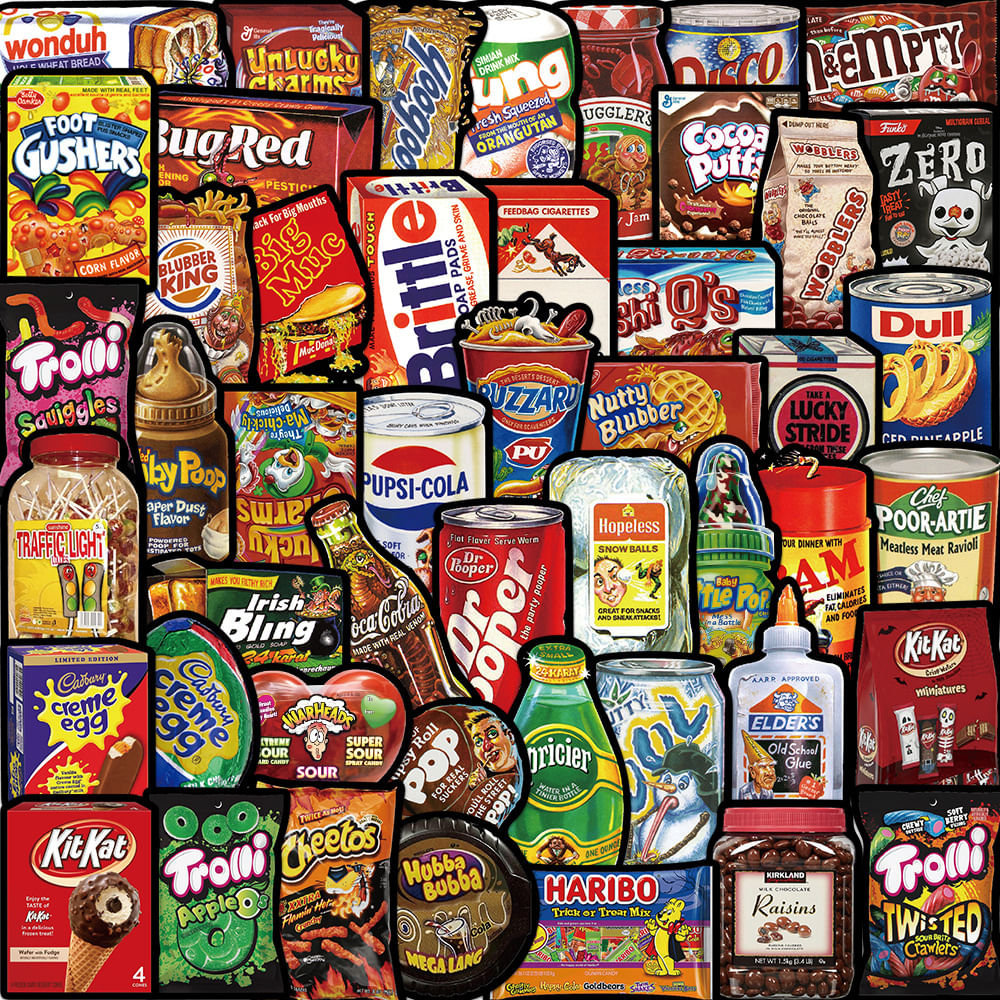 Conjunto De Adesivos American Snack Bag Vinyl Waterproof Graffiti 48 Unidades