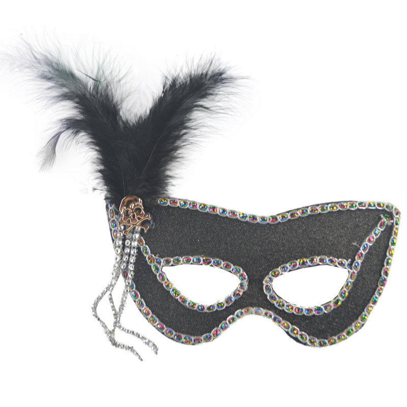 Máscara De Festa, Cosplay, Pena Preta, Meia Face, Halloween
