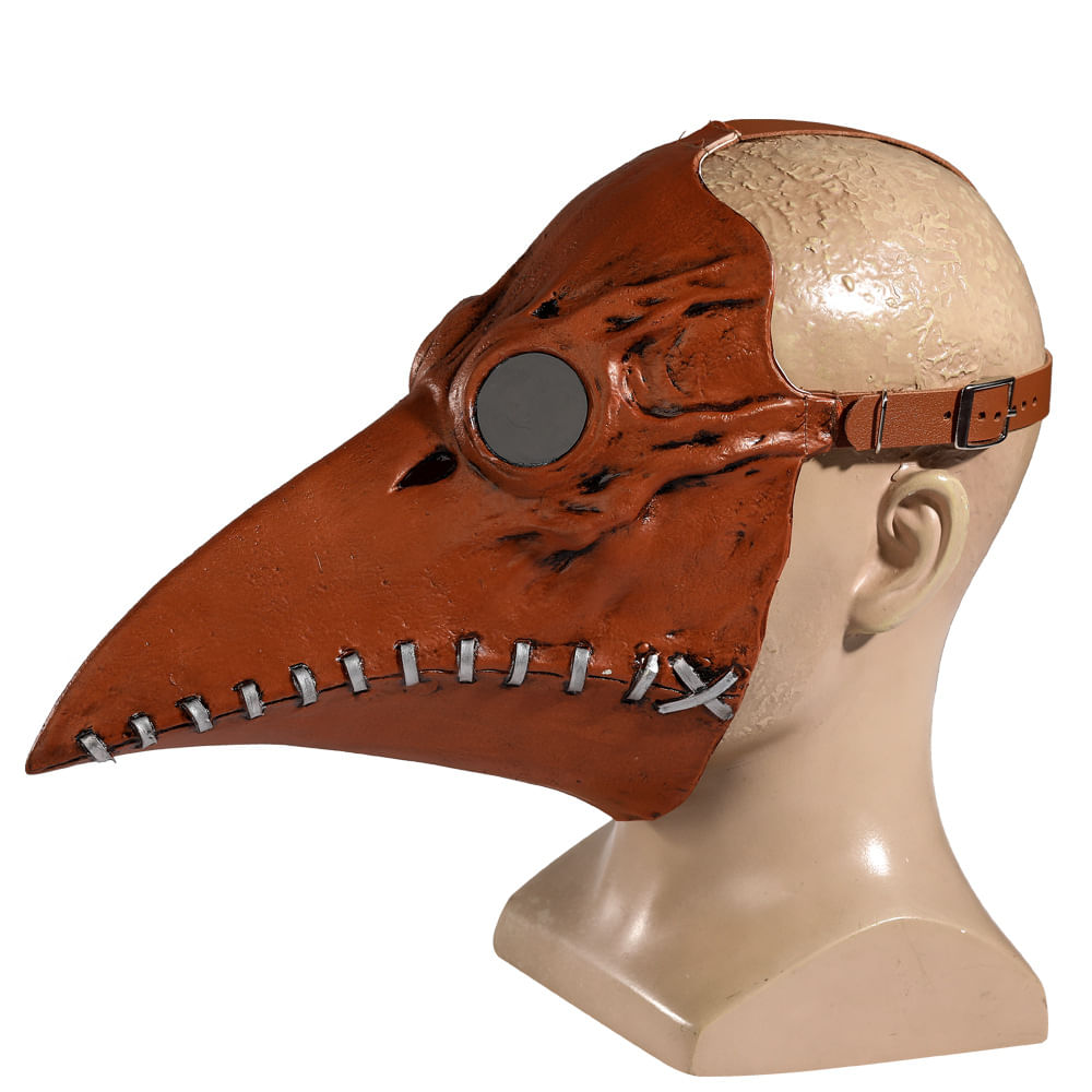 Máscara De Cosplay Plague Doctor Beak, Látex Marrom, Capa De Meio Rosto