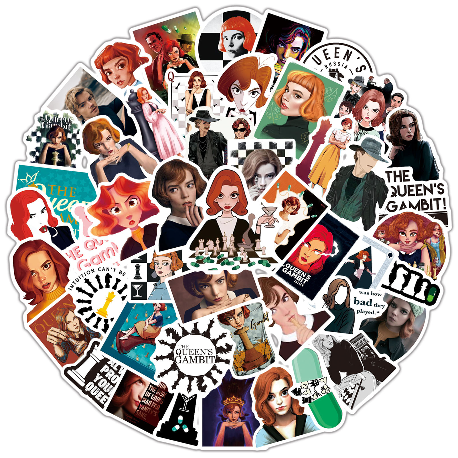 Pacote De Adesivos Queen's Chess Game Anime Waterproof Vinyl X50