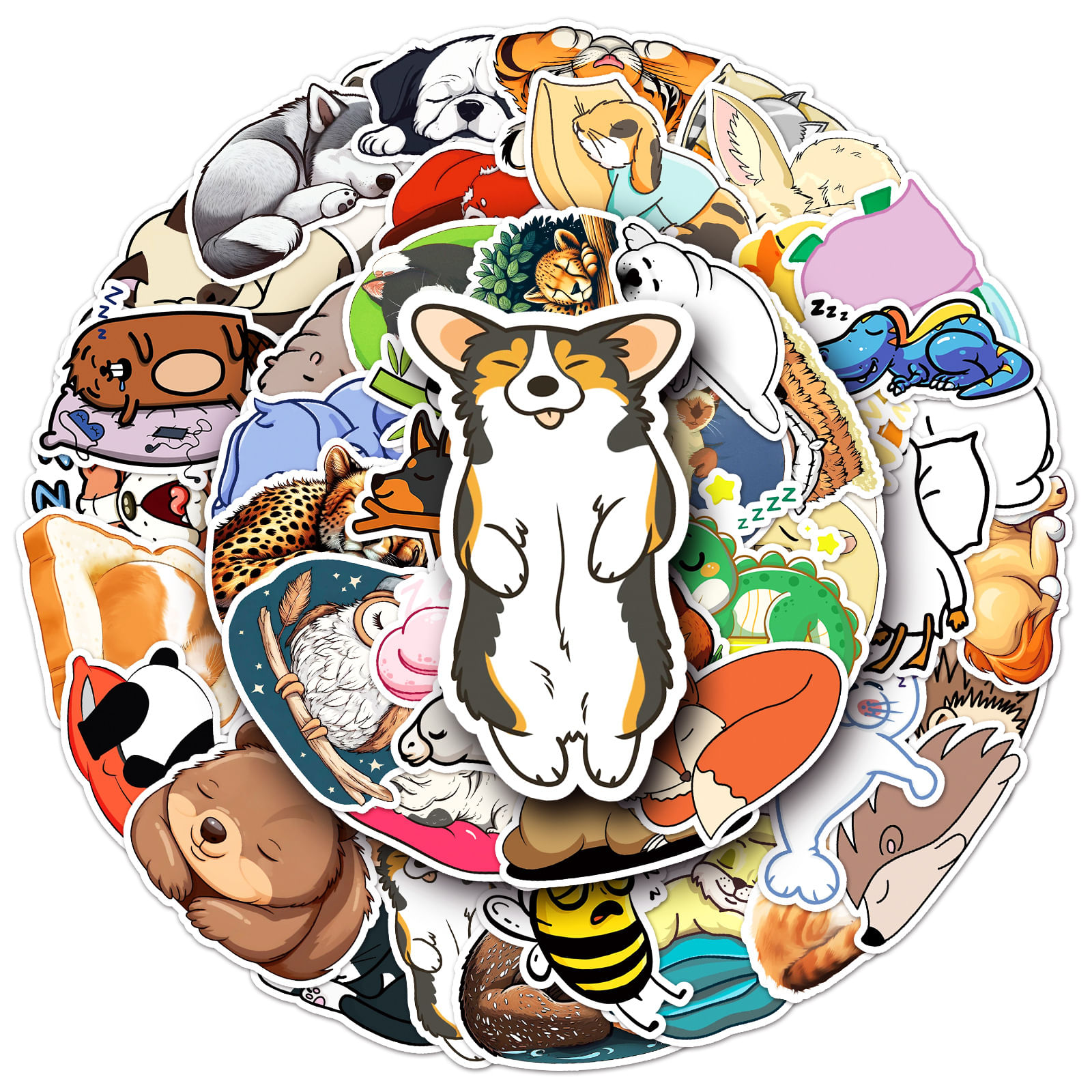 Adesivos De Vinil Impermeável Sleeping Animal 50 Unidades/lote