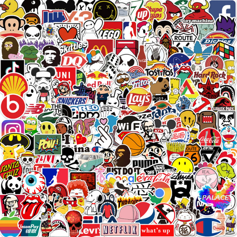 Adesivos Pows Lays, Logotipos, Vinil Impermeável, Anime, 201 Unidades