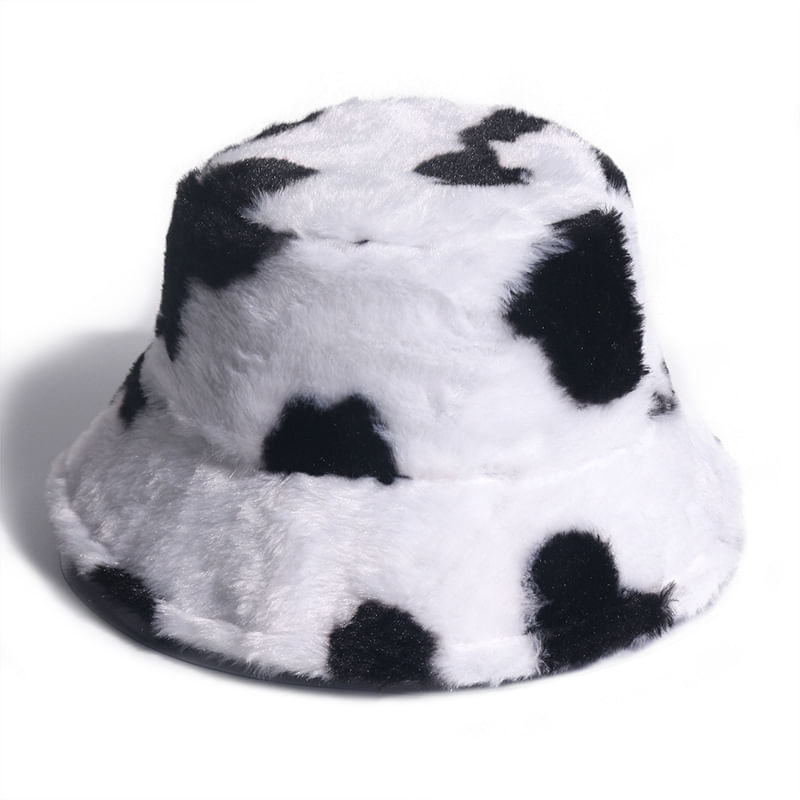 Bucket Hat, Preto E Branco, Padrões De Vacas, Anime, Unissex