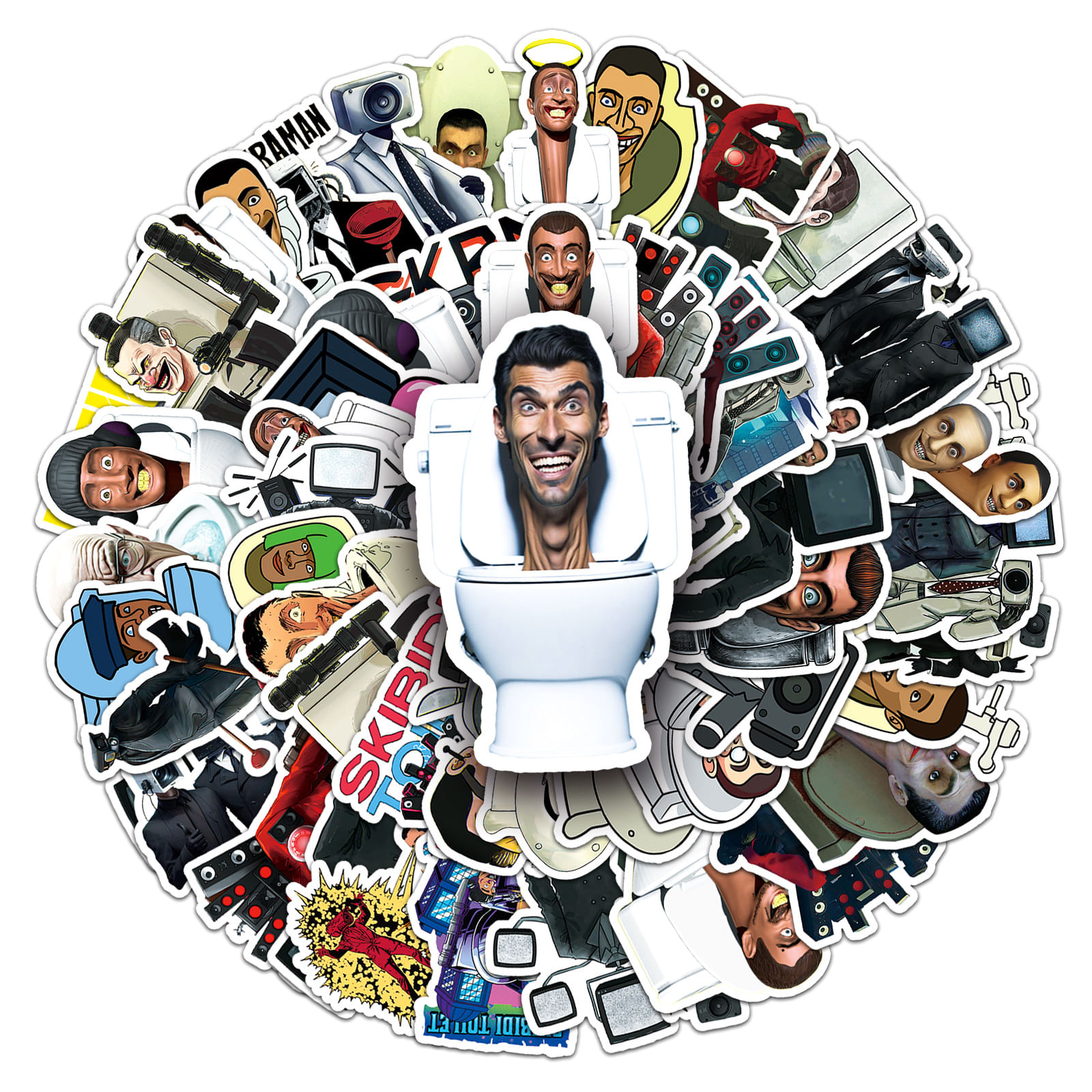 Pacote De Adesivos Skibidiss Anime Waterproof Vinyl 60 Unidades