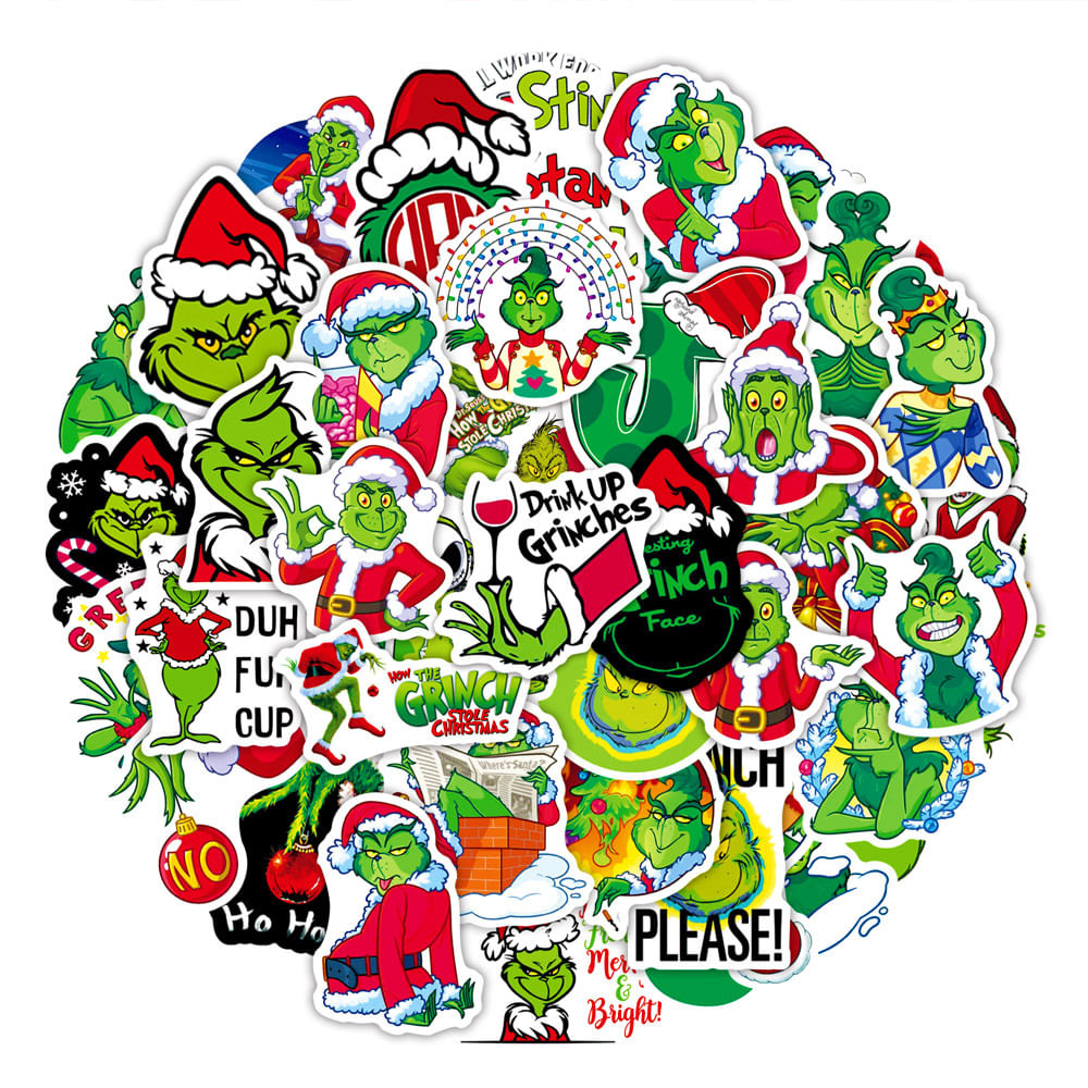 Adesivos Grinchs Adesivos De Vinil Impermeáveis 50 Unidades/pacote