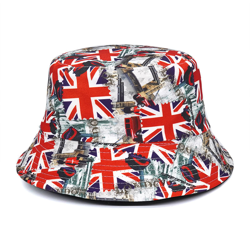 Bucket Hat British Flags Anime Unissex Casual Beach Fisherma