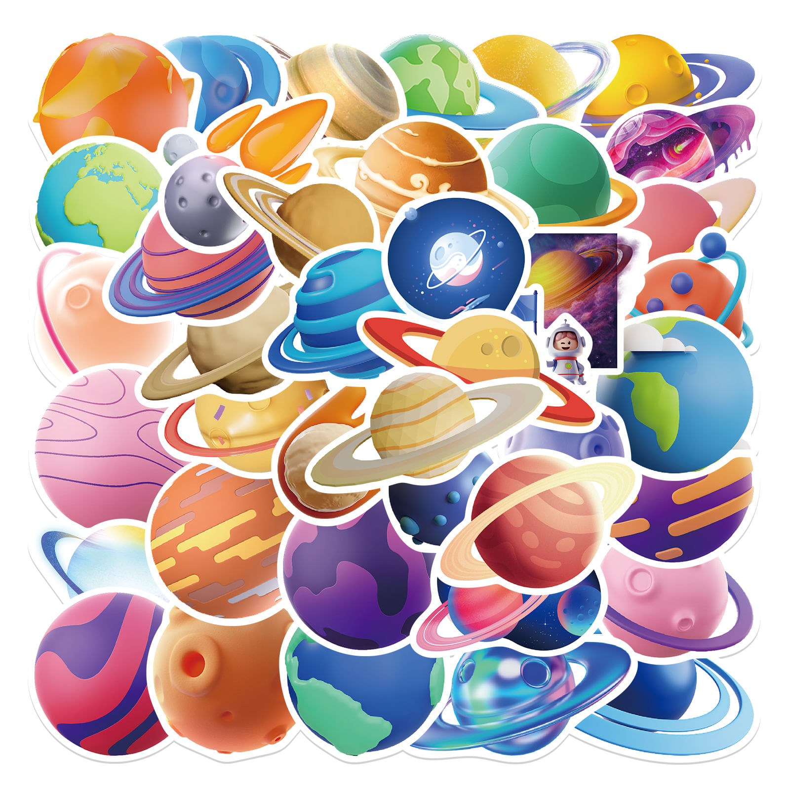 Adesivos 50 Unidades/lote Colorful Planet Vinyl Waterproof Graffiti