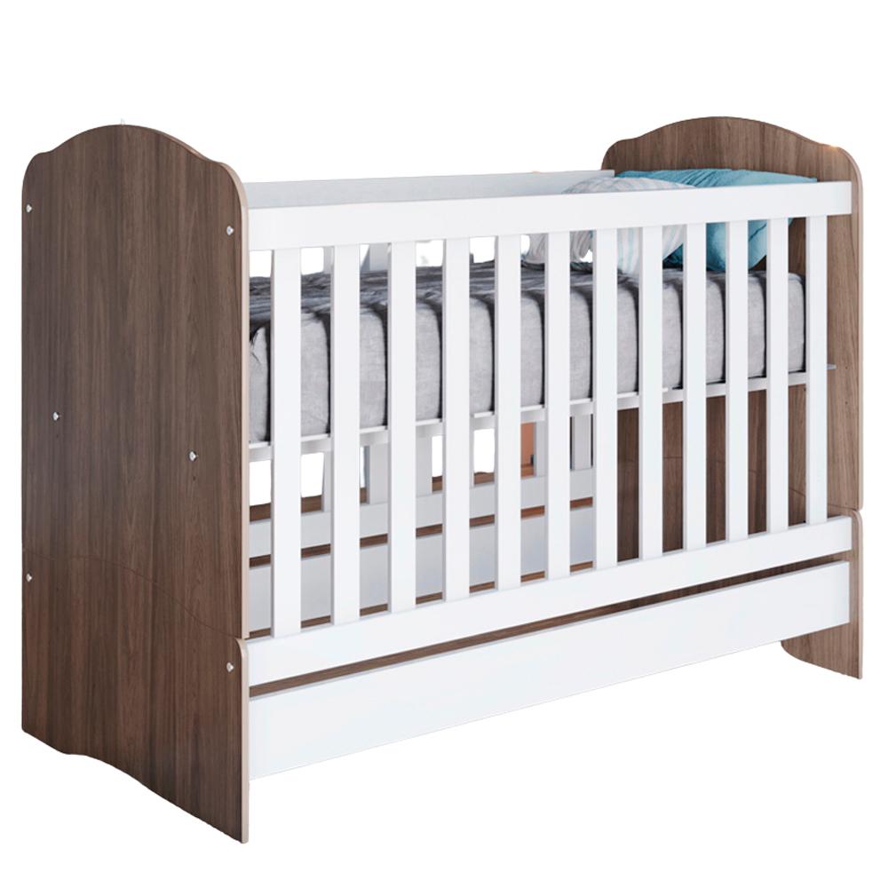 Berco Mini Cama Grade Fixa 133x68 Cm Bala De Menta Rustico Branco Henn