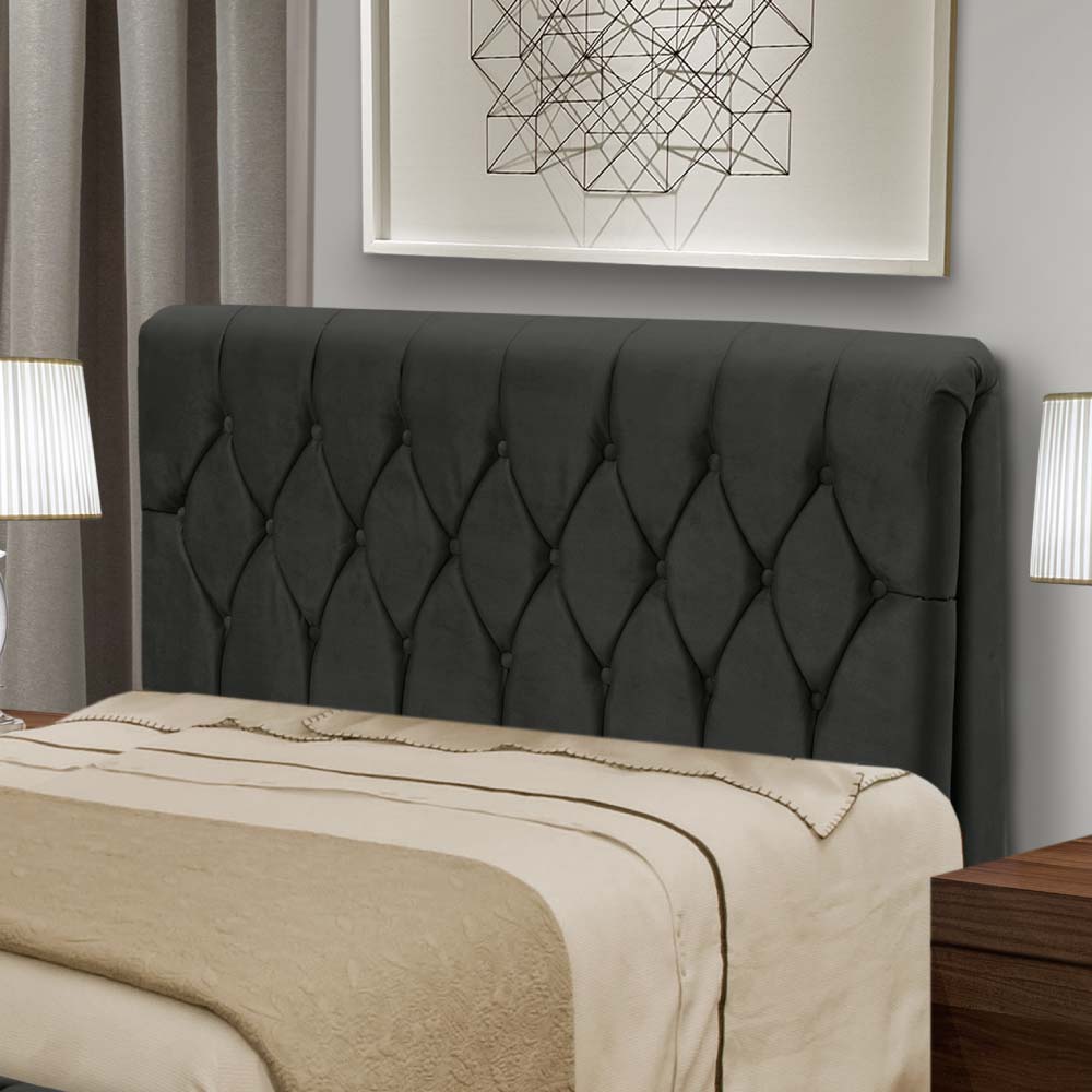 CABECEIRA PARA CAMA BOX CASAL/QUEEN ISTAMBUL DOBUÊ 1.60M COM CAPITONÊ PRETO