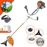 Roçadeira Tekna Rl520p À Gasolina 52cc 2hp 10.000rpm Alta Performance Com Carretel Nylon + Faca 3 Pontas + Faca 40 Dentes Vídea + Escova De Aço